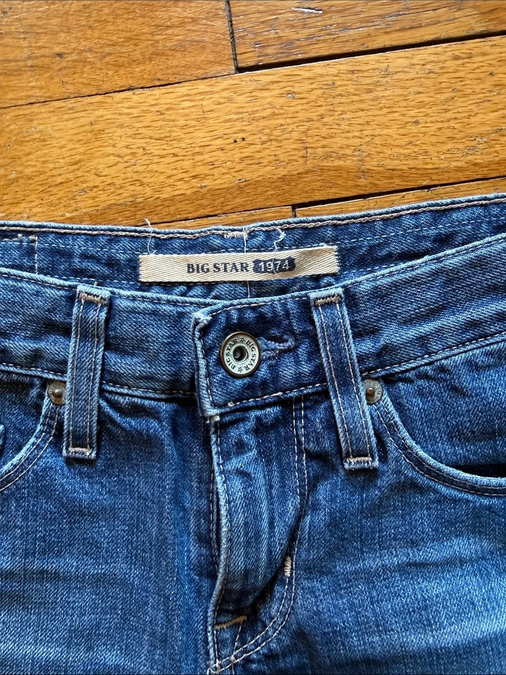Big Star Distressed Dark Blue Jean Shorts